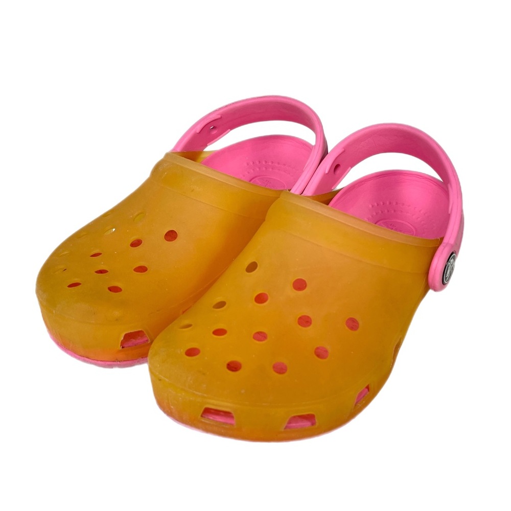 Crocs Girls Orange Pink Translucent Size 12/13